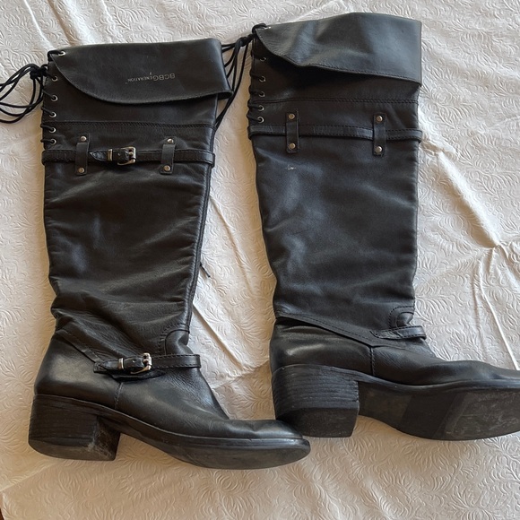 BCBGenetation black knee high biker boots. Size 7 fits like 71/2. - Picture 1 of 5